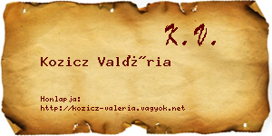 Kozicz Valéria névjegykártya